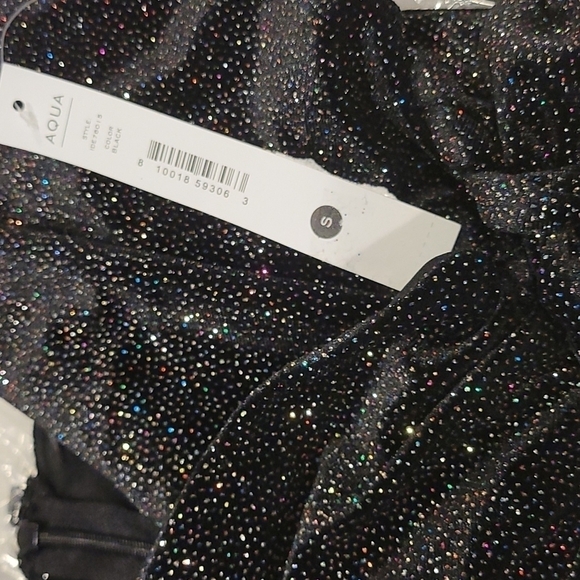 NWT AQUA Metallic Black Velvet Wrap Ruffle Party Dress Small - Picture 6 of 7